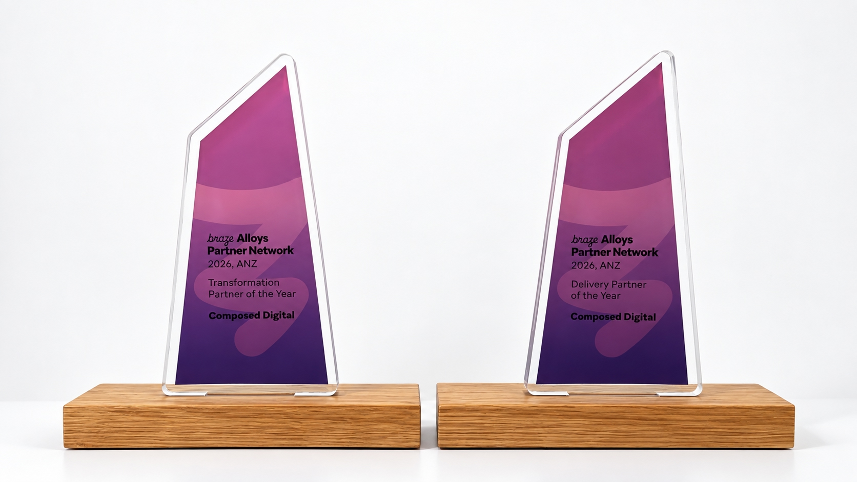 Composed Digital's two Braze Alloys Partner Network 2026 ANZ awards: Transformation Partner of the Year and Delivery Partner of the Year