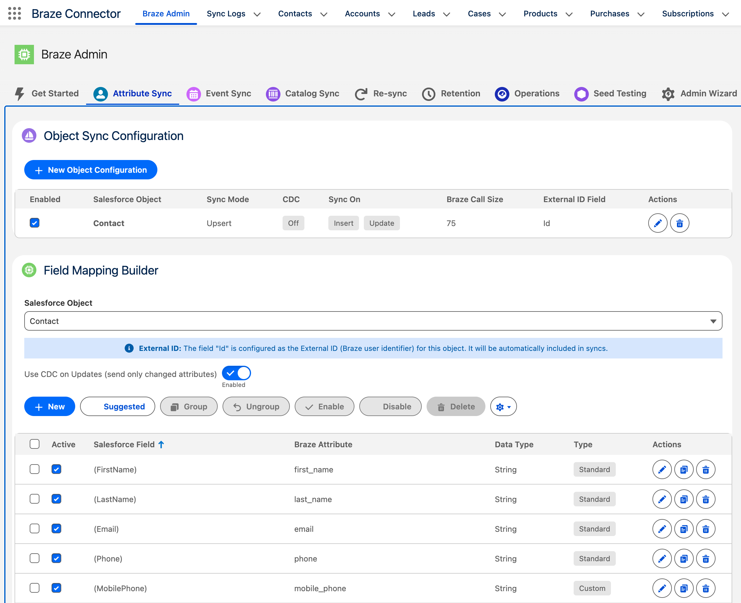 Salesforce Connector admin UI