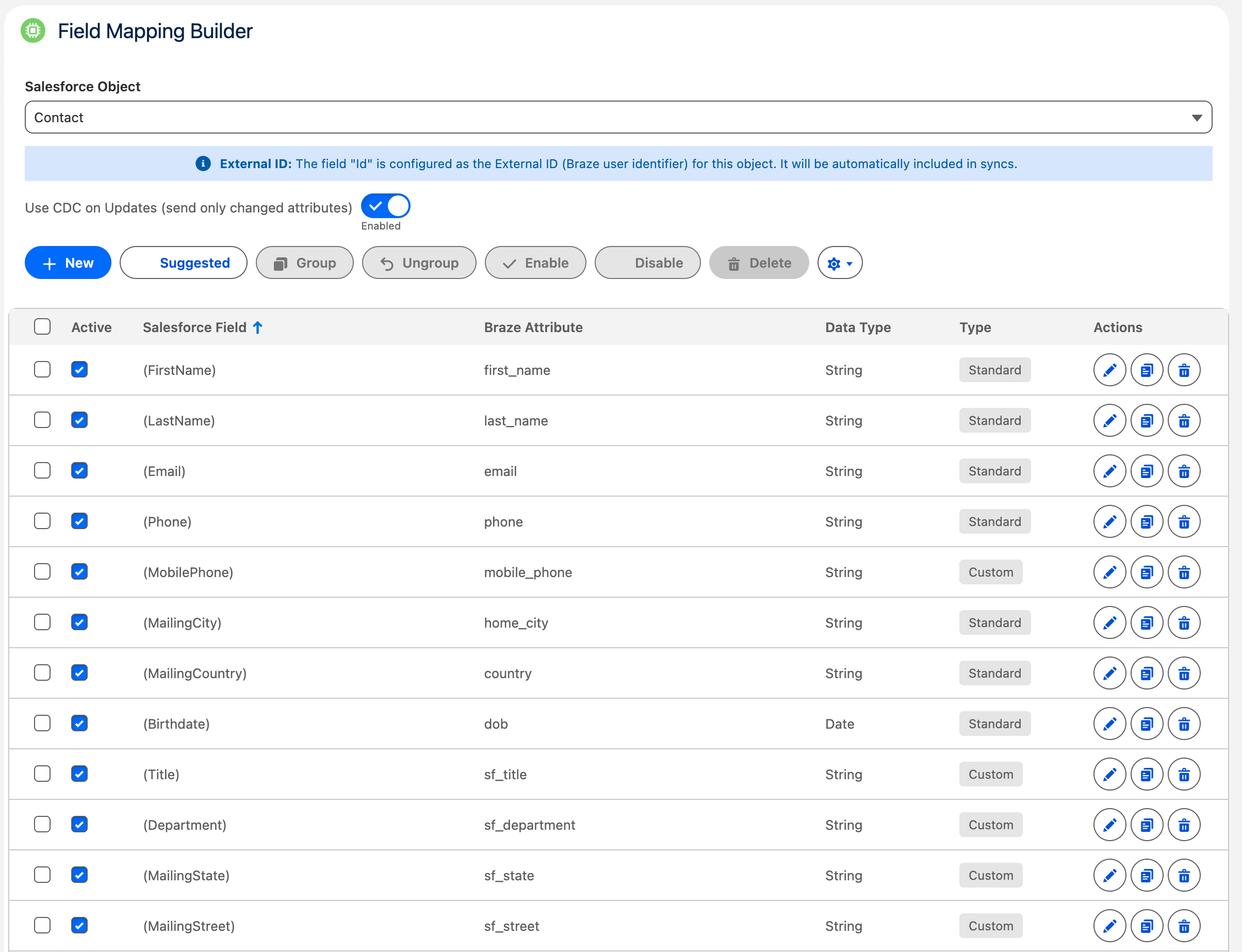 User attributes sync configuration